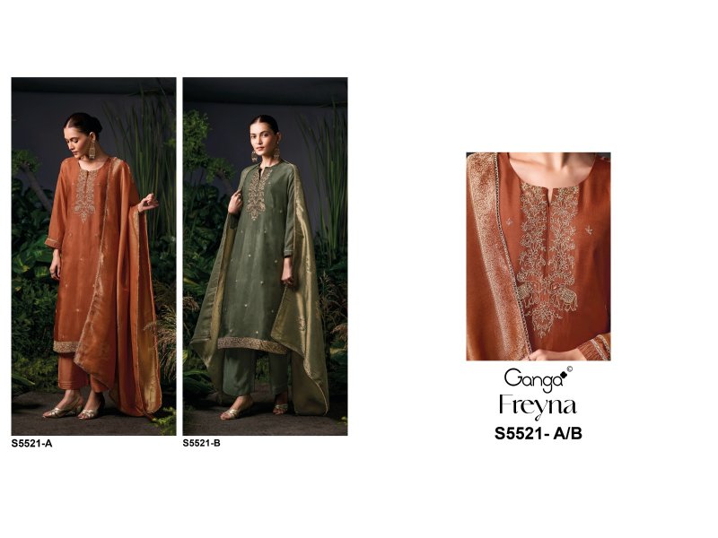 Freyna 5521 By Ganga Bemberg Habutai Silk Salwar Kameez